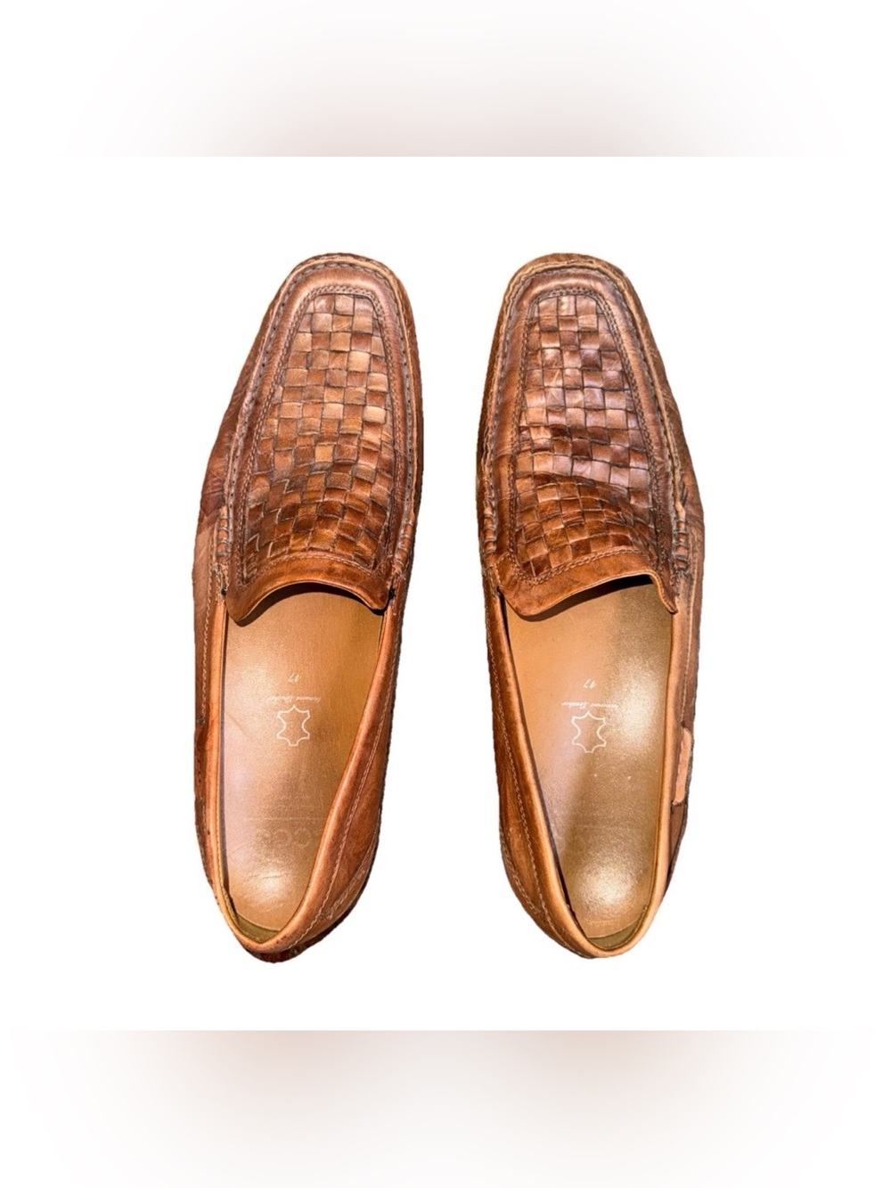 Ecco Men's 47 EU (13 US)‎ Brown Woven Venetian Loafers Rubber Sole Latex Leather